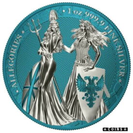 【極美品/品質保証書付】 アンティークコイン コイン 金貨 銀貨 [送料無料] Germania 2019 5 Mark The Allegories i-Color Edition - Green Blue 1Oz Silver Coin