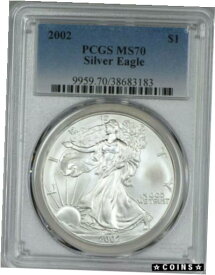【極美品/品質保証書付】 アンティークコイン コイン 金貨 銀貨 [送料無料] 2002 $1 Silver Eagle PCGS MS70 Blue Label