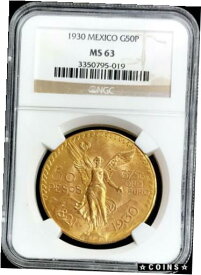 【極美品/品質保証書付】 アンティークコイン 金貨 1930 GOLD MEXICO 50 PESOS WINGED VICTORY COIN NGC MINT STATE 63 [送料無料] #gct-wr-3902-240
