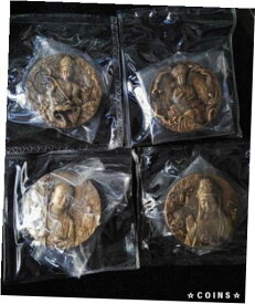 【極美品/品質保証書付】 アンティークコイン コイン 金貨 銀貨 [送料無料] China 4 Pieces of 45mm Brass Medals Set - Chinese Buddhist Mountains