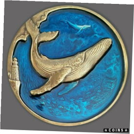 【極美品/品質保証書付】 アンティークコイン コイン 金貨 銀貨 [送料無料] 2021 China 155mm Brass with Enamel Medal - Whale - 2021 Calendar