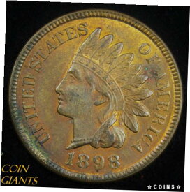 1898 1c インディアン ヘッド セント 未流通レッド ブラウン RB UNC ペニー トーン コイン1898 1c Indian Head Cent Uncirculated Red Brown RB UNC Penny Toned Coin