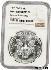 【極美品/品質保証書付】 アンティークコイン コイン 金貨 銀貨 [送料無料] 1988 Silver Eagle $1 NGC MS69 - American Eagle Silver Dollar ASE
