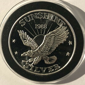 【極美品/品質保証書付】 アンティークコイン コイン 金貨 銀貨 [送料無料] 1988 Sunshine Mining Eagle Rare Proof Coin 1 Troy Oz .999 Fine Silver Round 999