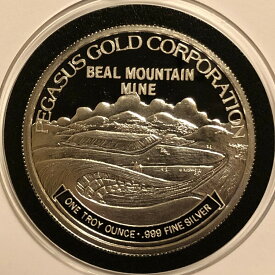 【極美品/品質保証書付】 アンティークコイン コイン 金貨 銀貨 [送料無料] 1989 Pegasus Gold Corp Proof Coin 1 Troy Oz .999 Fine Silver Round Beal Mt. Mine