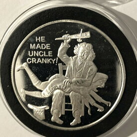 【極美品/品質保証書付】 アンティークコイン コイン 金貨 銀貨 [送料無料] He Made Uncle Sam Cranky Saddam Hussein Satire 1 Troy Oz .999 Fine Silver Coin