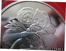 【極美品/品質保証書付】 アンティークコイン コイン 金貨 銀貨 [送料無料] 1-OZ.CHRISTMAS MRS CLAUSE & SANTA ENGRAVABLE IN RED BOX COIN SILVER .999+GOLD