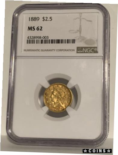 アンティークコイン コイン 金貨 銀貨 [送料無料] 1889 NGC MS62 $2.50 LIBERTY HEAD GOLD ~のサムネイル