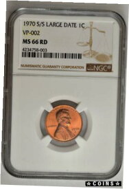 【極美品/品質保証書付】 アンティークコイン コイン 金貨 銀貨 [送料無料] 1970 S/S Large Date 1C VP-002 Lincoln NGC MS 66 RD Top Pop