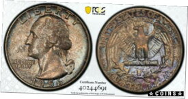 【極美品/品質保証書付】 アンティークコイン コイン 金貨 銀貨 [送料無料] 1956 Washington Quarter PCGS MS65 Original DMS Toned Silver Registry Coin TV