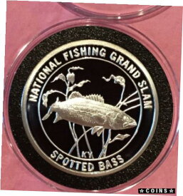 【極美品/品質保証書付】 アンティークコイン コイン 金貨 銀貨 [送料無料] Spotted Bass North America Fish Club 1 Troy Oz .999 Fine Silver Round Proof Coin