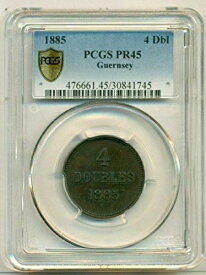 【極美品/品質保証書付】 アンティークコイン コイン 金貨 銀貨 [送料無料] Guernsey 1885 H 4 Doubles Proof PR45 PCGS Scarce
