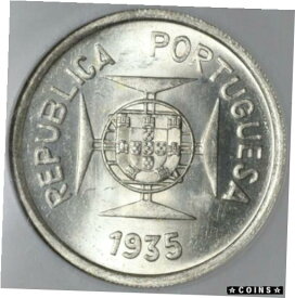 【極美品/品質保証書付】 アンティークコイン コイン 金貨 銀貨 [送料無料] 1935 NGC MS 64 India 1 Rupia Portugal Colony Silver Coin (20090701C)