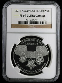 【極美品/品質保証書付】 アンティークコイン コイン 金貨 銀貨 [送料無料] 2011 P Medal of Honor Commemorative Silver Dollar NGC PF 69 Ultra Cameo