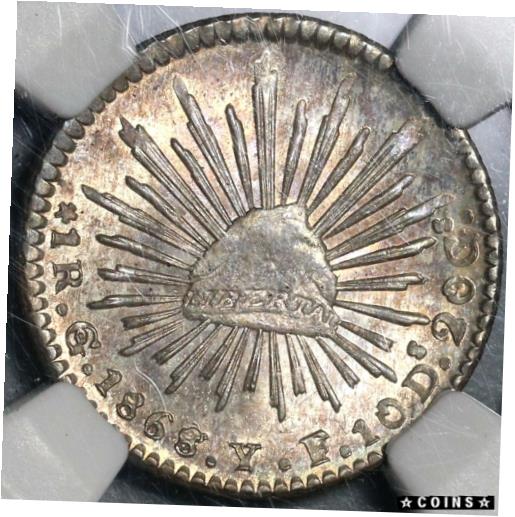 【極美品/品質保証書付】 アンティークコイン コイン 金貨 銀貨 [送料無料] 1868/7-Go NGC MS 64 Mexico 1 Real Silver Mint State Overdate Coin (21022102C)：金銀プラチナ ワールドリソース
