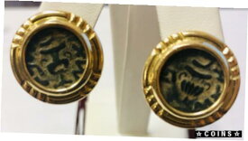 【極美品/品質保証書付】 アンティークコイン コイン 金貨 銀貨 [送料無料] 14 k Ladies Yellow Gold Ancient Coin Earring With Omega Backs