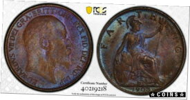 【極美品/品質保証書付】 アンティークコイン コイン 金貨 銀貨 [送料無料] Great Britain 1903 1/4d farthing pcgs ms63 s-3992 blackened finish stunning coin