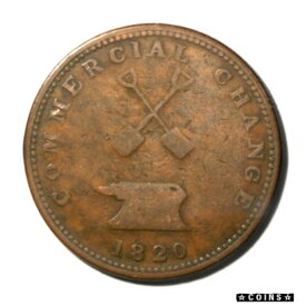 【極美品/品質保証書付】 アンティークコイン コイン 金貨 銀貨 [送料無料] Canada Ontario COMMERCIAL CHANGE Halfpenny Token 1820 VF Narrow Canada Breton-72