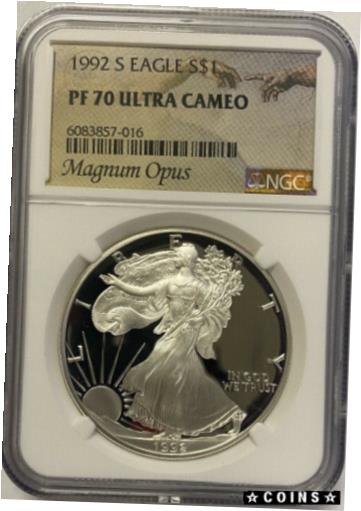 【極美品/品質保証書付】 アンティークコイン コイン 金貨 銀貨 [送料無料] 1992-S Silver Eagle NGC PF70 Ultra Cameo- Magnum Opus：金銀プラチナ ワールドリソース