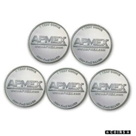 【極美品/品質保証書付】 アンティークコイン コイン 金貨 銀貨 [送料無料] 1 oz Silver APMEX Round - Lot of 5 Rounds .999 Fine Silver