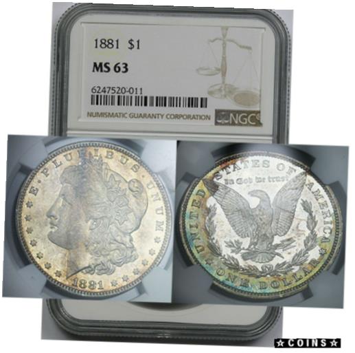 アンティークコイン コイン 金貨 銀貨 [送料無料] 1881 $1 NGC MS 63 (Multi Color Tone) Morgan Silver Dollarのサムネイル