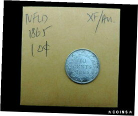 【極美品/品質保証書付】 アンティークコイン コイン 金貨 銀貨 [送料無料] 1865 10? Cents Coin Canada Victoria Newfoundland .925 Silver EF/AU Gr Ten Cents