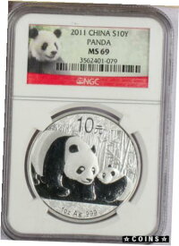 【極美品/品質保証書付】 アンティークコイン コイン 金貨 銀貨 [送料無料] 2011 China 1 oz. 10 Yuan Silver Panda NGC MS69