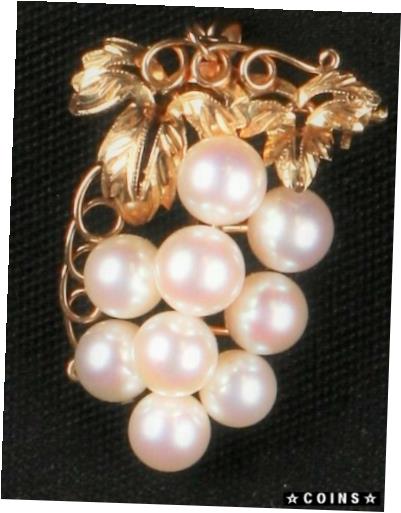 アンティークコイン コイン 金貨 銀貨 [送料無料] Holiday Sale! 14 Kt Gold and genuine Cultured Pearl Pin/Pendant Grape Clusterのサムネイル