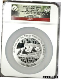 【極美品/品質保証書付】 アンティークコイン コイン 金貨 銀貨 [送料無料] 2014 CHINA Proof 5 oz Silver Panda Smithsonian Institution NGC PR69 Ultra Cameo