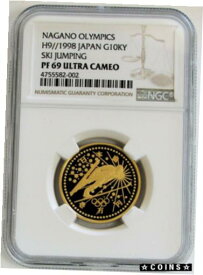 【極美品/品質保証書付】 アンティークコイン コイン 金貨 銀貨 [送料無料] 1998 GOLD JAPAN 10,000 YEN NAGANO OLYMPICS SKI JUMPING NGC PROOF 69 ULTRA CAMEO
