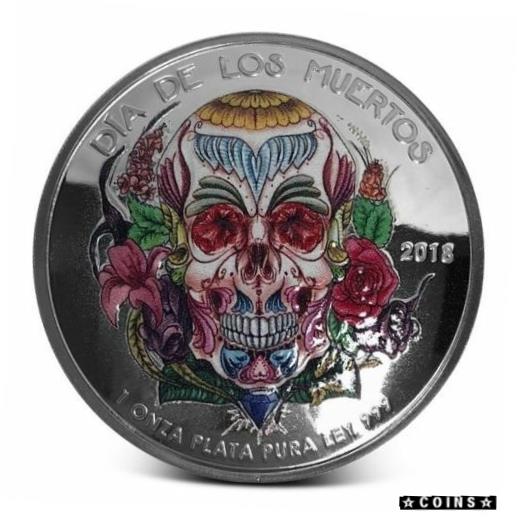 アンティークコイン コイン 金貨 銀貨 [送料無料] 2018 - 1 oz Colorized Dia De Los Muertos Domed .999 Fine Silver Round in Capsuleのサムネイル