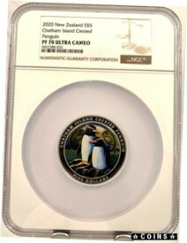 【極美品/品質保証書付】 アンティークコイン コイン 金貨 銀貨 [送料無料] 2020 New Zealand $5 Chatham Penguin Colorized Proof 2 oz Silver Coin - NGC PF 70