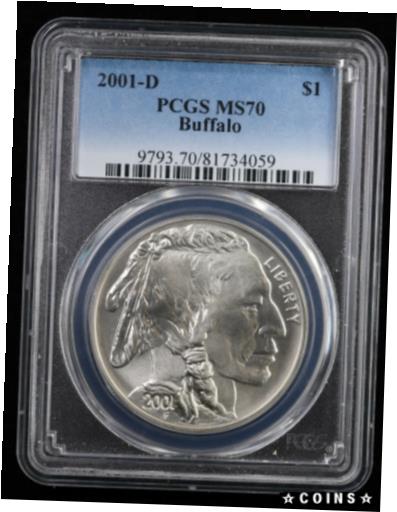  アンティークコイン コイン 金貨 銀貨  [送料無料] 2001-D American Buffalo Silver Commemorative Dollar $1 PCGS MS-70