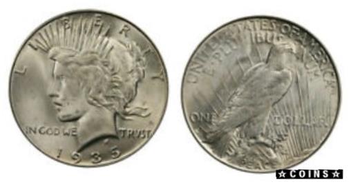 アンティークコイン コイン 金貨 銀貨 [送料無料] 1935-S Peace Silver Dollar Brilliant Uncirculated - BUのサムネイル