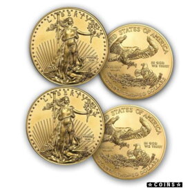 【極美品/品質保証書付】 アンティークコイン 金貨 1 oz American Gold Eagle $50 Coin BU - Random Year US Mint - Lot of 2 [送料無料] #gcf-wr-4360-1570