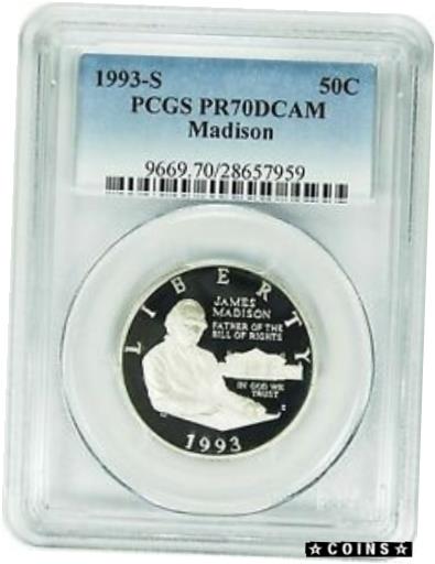 アンティークコイン コイン 金貨 銀貨 [送料無料] 1993-S PCGS PR70DCAM Madison Half Dollar Commemorative (New PCGS Label)
