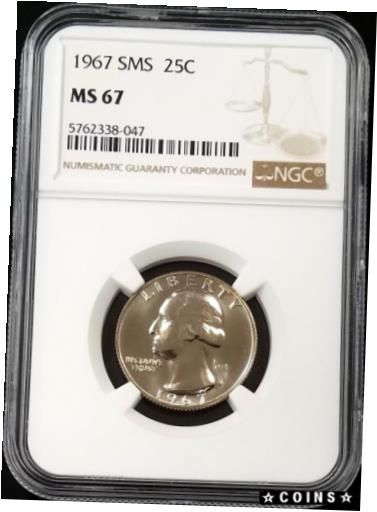 アンティークコイン コイン 金貨 銀貨 [送料無料] 1967 SMS Washington Quarter certified MS 67 by NGC!