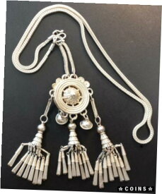 【極美品/品質保証書付】 アンティークコイン コイン 金貨 銀貨 [送料無料] Beautiful silver toned 20 inch necklace with 5 inch, 3 tassel pendant! 75.8 g!