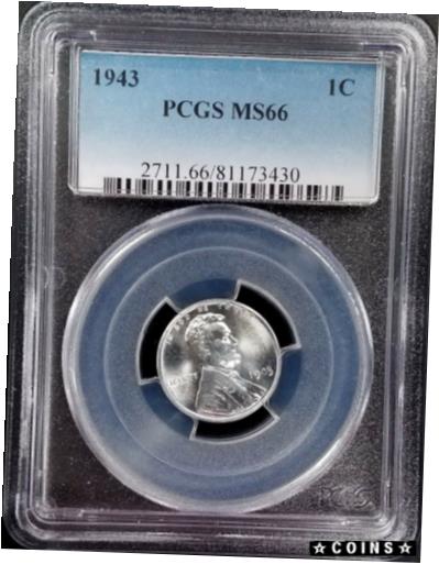 アンティークコイン コイン 金貨 銀貨 [送料無料] 1943 Lincoln Cent certified MS 66 by PCGS!のサムネイル
