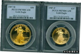 【極美品/品質保証書付】 アンティークコイン 金貨 1987 2-COINS SET GOLD EAGLE 1987-W $50 & 1987-P $25 PCGS PR70 PROOF PF70 PF-70 [送料無料] #gct-wr-4364-226