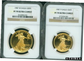 【極美品/品質保証書付】 アンティークコイン 金貨 1987 2-COINS SET GOLD EAGLE 1987-W $50 & 1987-P $25 NGC PR70 PROOF PF70 PF-70 [送料無料] #gct-wr-4364-593