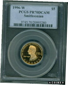 【極美品/品質保証書付】 アンティークコイン コイン 金貨 銀貨 [送料無料] 1996-W $5 GOLD SMITHSONIAN PCGS PR70 PR-70 PROOF PF70 CAMEO !