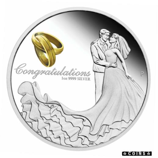  アンティークコイン コイン 金貨 銀貨  [送料無料] 2021 P Australia Wedding Congratulations oz Silver Proof $1 Coin GEM Proof OGP