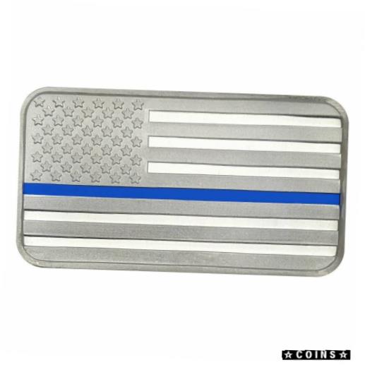  アンティークコイン コイン 金貨 銀貨  [送料無料] SilverTowne Police Officer Blue Line Enameled American Flag oz Silver Bar