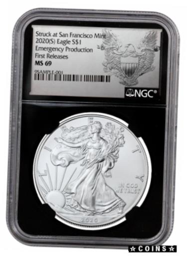 アンティークコイン コイン 金貨 銀貨 [送料無料] 2020(S) Silver Eagle San Francisco Emergency NGC MS69 FR BC Heraldic Eagle