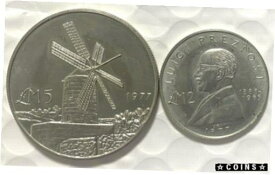 【極美品/品質保証書付】 アンティークコイン コイン 金貨 銀貨 [送料無料] Malta 1977 Windmill, Preziosi Set of 2 Silver Coins,UNC