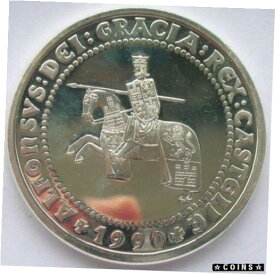 【極美品/品質保証書付】 アンティークコイン コイン 金貨 銀貨 [送料無料] Spain 1990 Alphonso X of Castile 5 Ecu Silver Coin