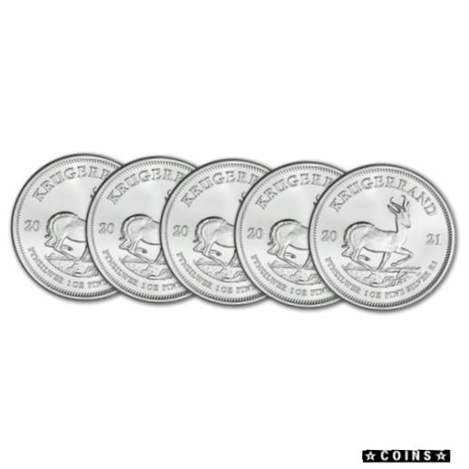 アンティークコイン コイン 金貨 銀貨 [送料無料] 2021 South Africa Silver Krugerrand 1 oz 1 Rand - BU Five 5 Coins