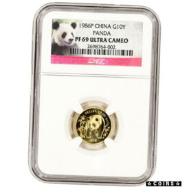 【極美品/品質保証書付】 アンティークコイン コイン 金貨 銀貨 [送料無料] 1986 P China Gold Panda Proof 1/10 oz 10 Yuan - NGC PF69 UCAM Panda Label
