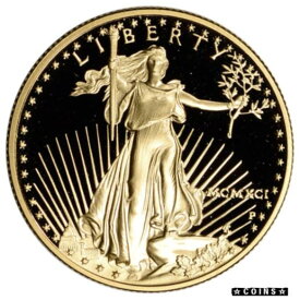 【極美品/品質保証書付】 アンティークコイン コイン 金貨 銀貨 [送料無料] 1991-P American Gold Eagle Proof 1/2 oz $25 - Coin in Capsule